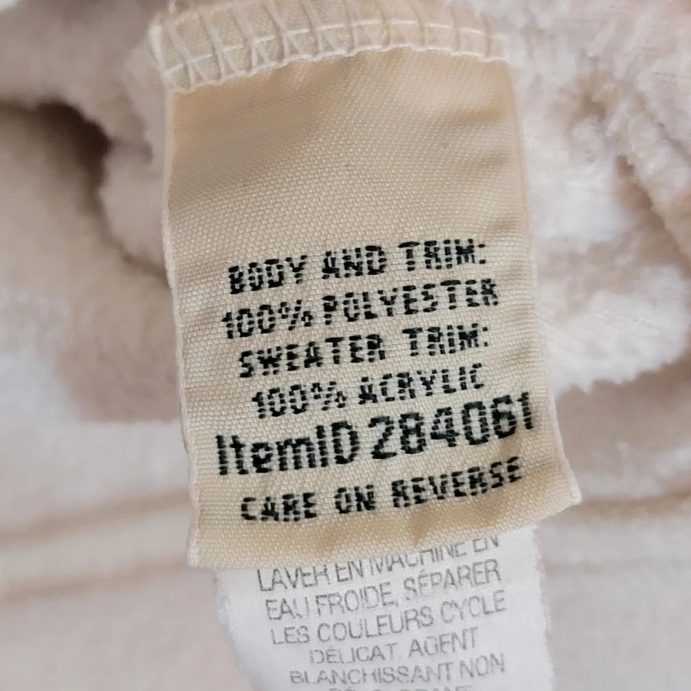 LL Bean Womens XS Fleece Jacket Full Zip Fair Isle Snowflake Cream Gray Nordic